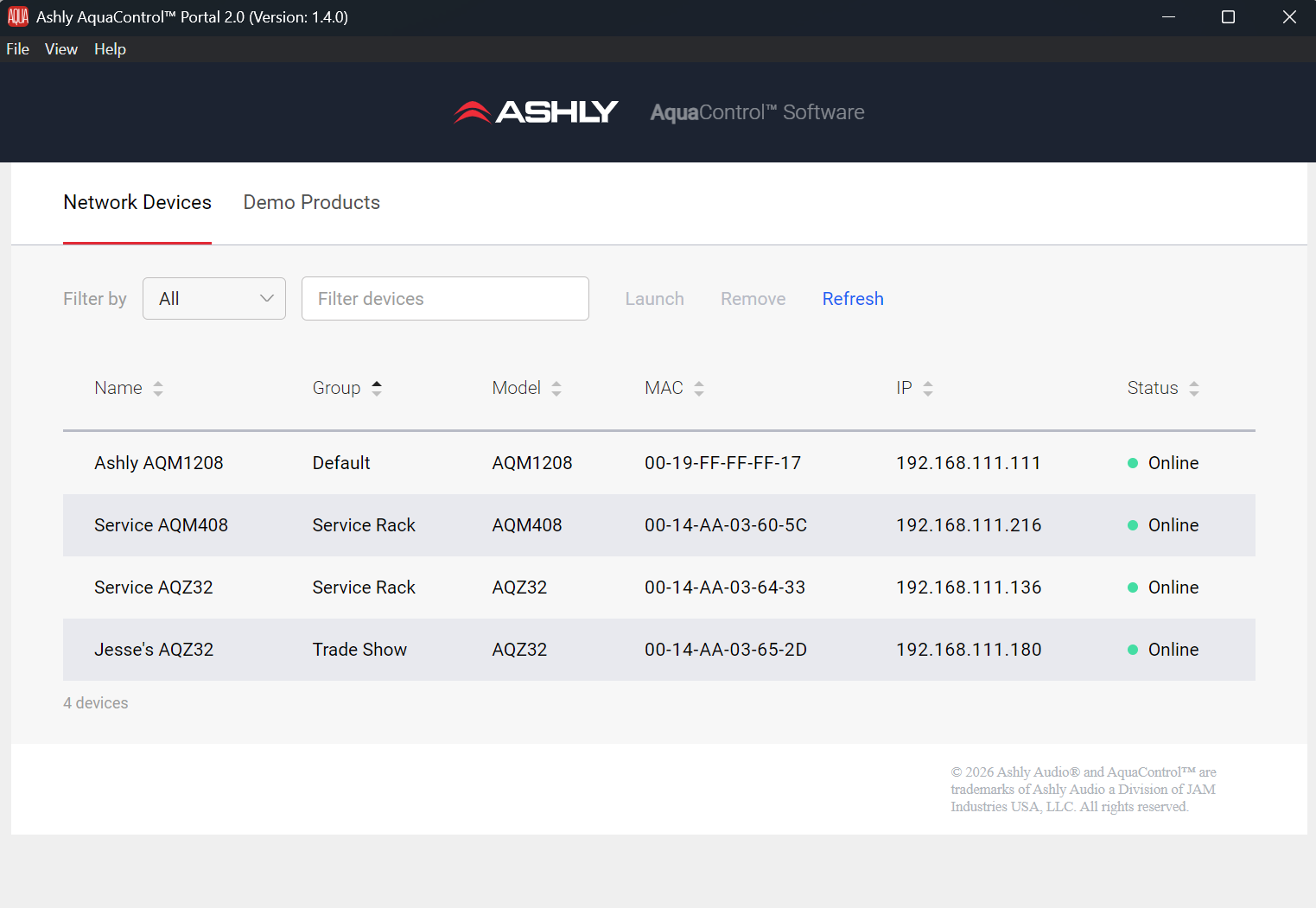 Device discovery in the AquaControl Portal desktop application